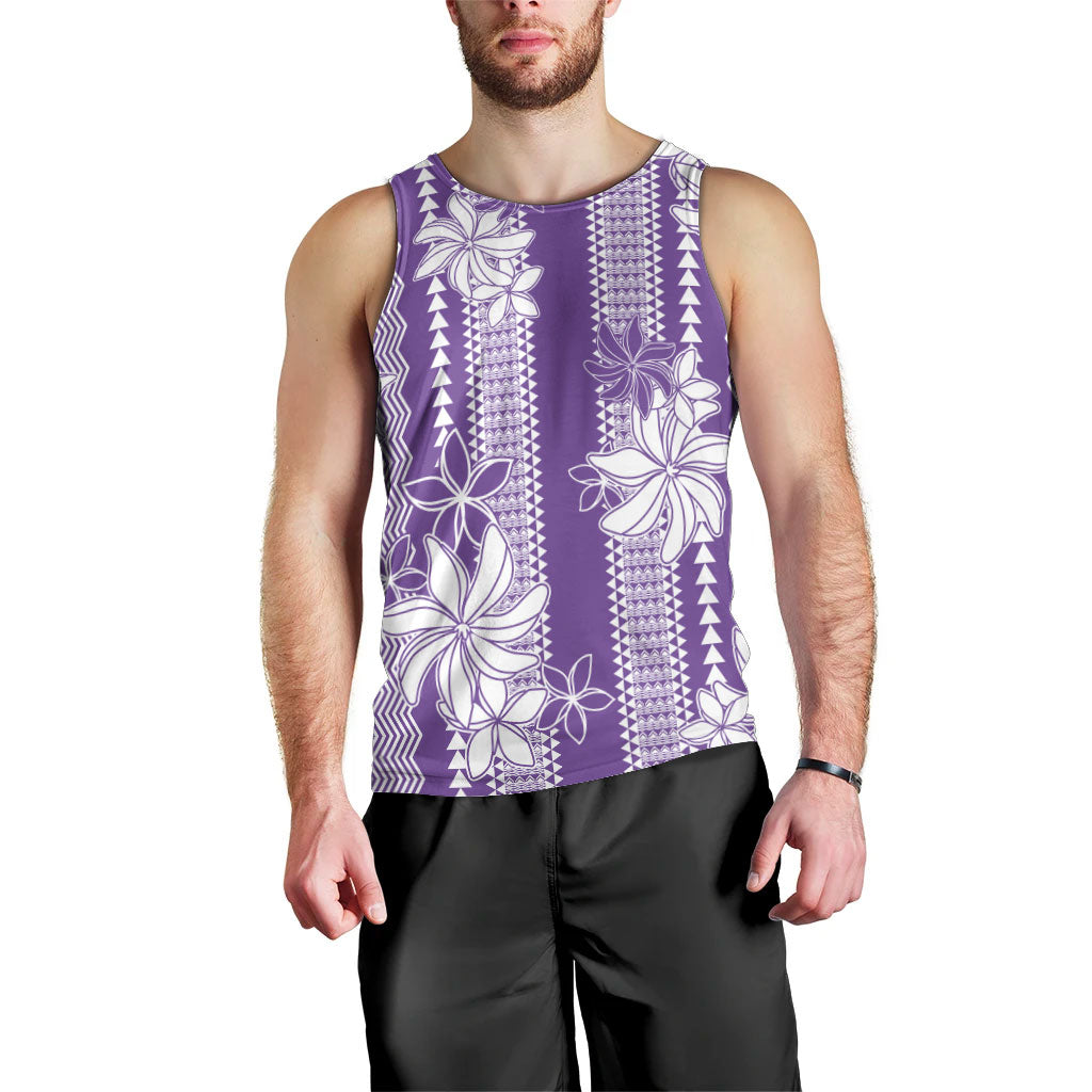 Hawaii Kakau Tribal Men Tank Top With Purple Tiare