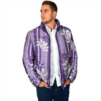 Hawaii Kakau Tribal Padded Jacket With Purple Tiare