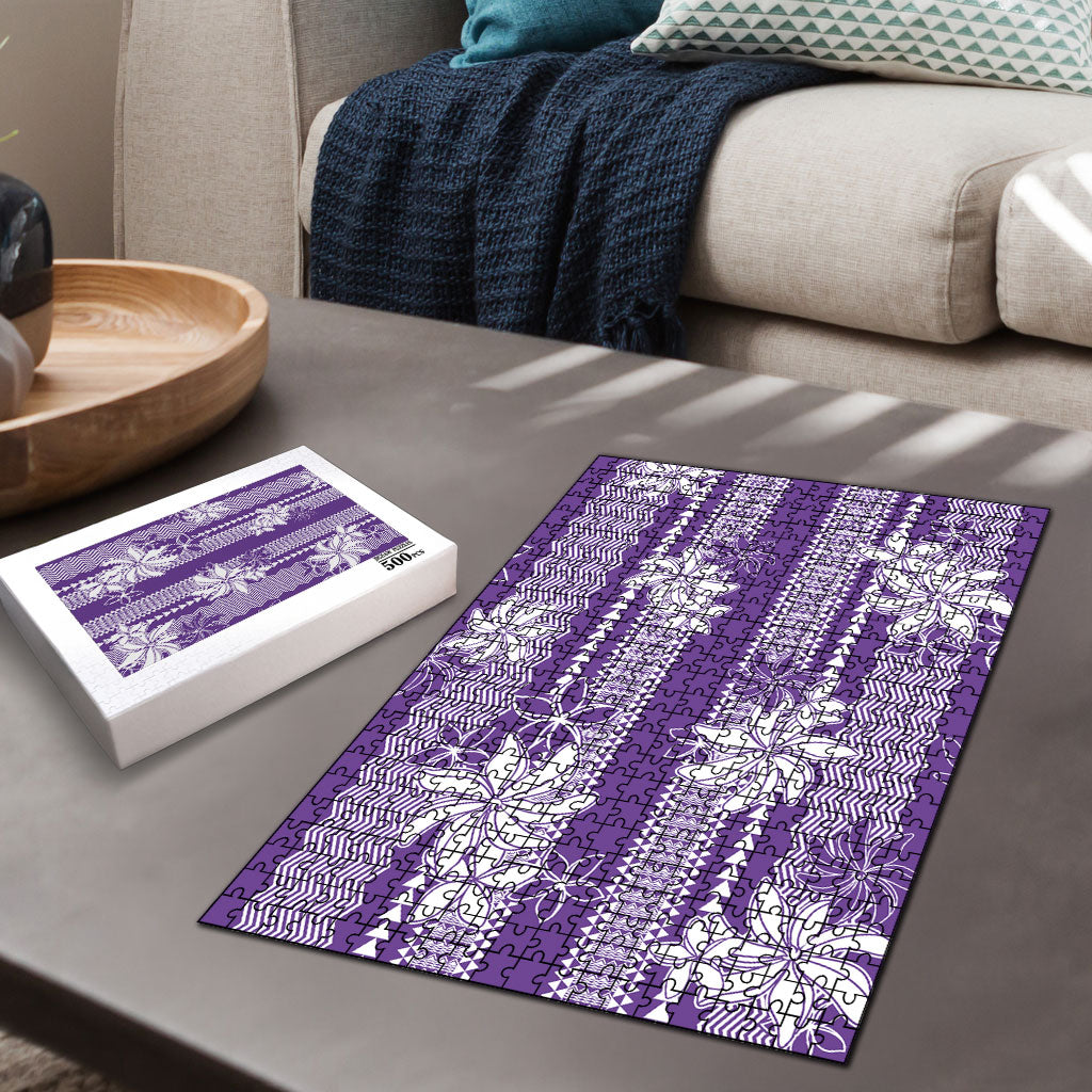 Hawaii Kakau Tribal Puzzle With Purple Tiare