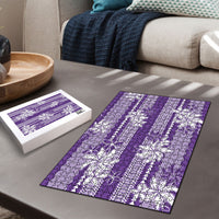 Hawaii Kakau Tribal Puzzle With Purple Tiare