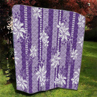 Hawaii Kakau Tribal Quilt With Purple Tiare