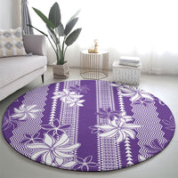 Hawaii Kakau Tribal Round Carpet With Purple Tiare