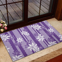 Hawaii Kakau Tribal Rubber Doormat With Purple Tiare