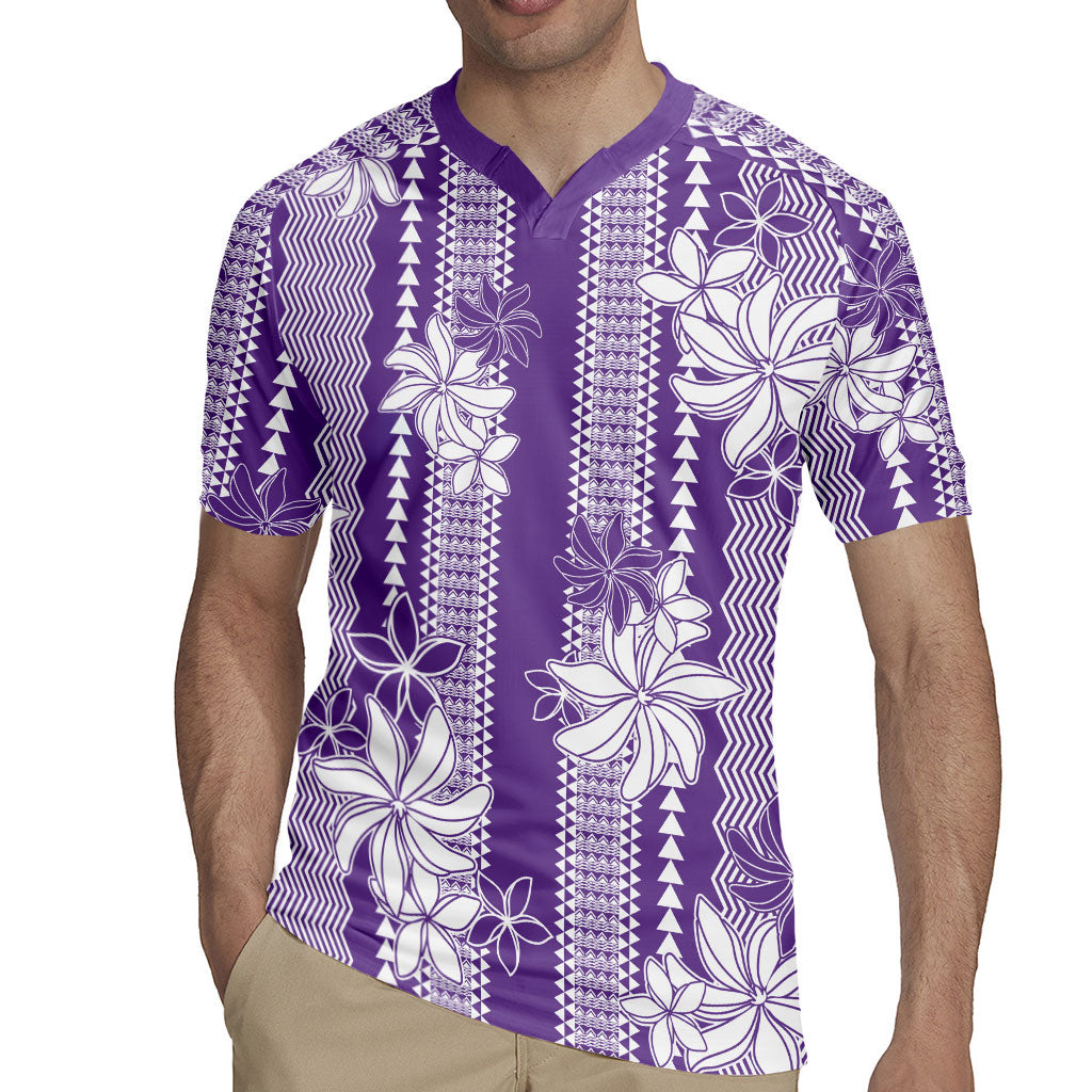 Hawaii Kakau Tribal Rugby Jersey With Purple Tiare