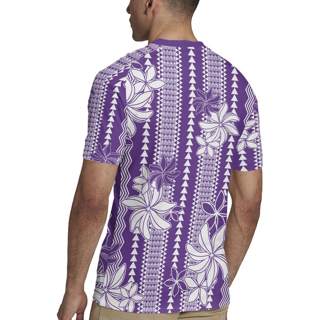 Hawaii Kakau Tribal Rugby Jersey With Purple Tiare