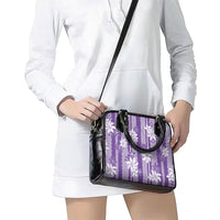 Hawaii Kakau Tribal Shoulder Handbag With Purple Tiare