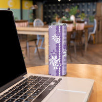 Hawaii Kakau Tribal Skinny Tumbler With Purple Tiare