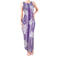 Hawaii Kakau Tribal Tank Maxi Dress With Purple Tiare