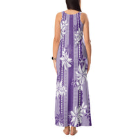 Hawaii Kakau Tribal Tank Maxi Dress With Purple Tiare