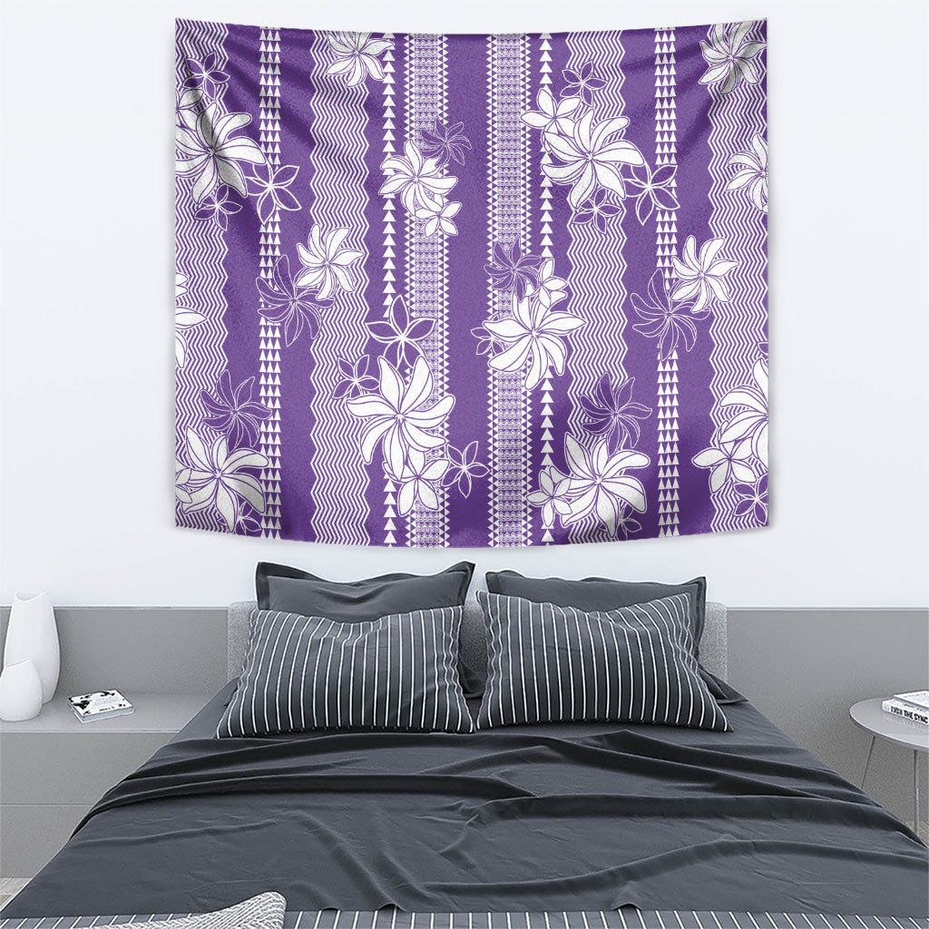Hawaii Kakau Tribal Tapestry With Purple Tiare