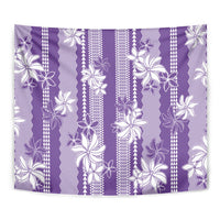 Hawaii Kakau Tribal Tapestry With Purple Tiare