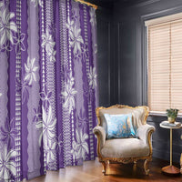 Hawaii Kakau Tribal Window Curtain With Purple Tiare