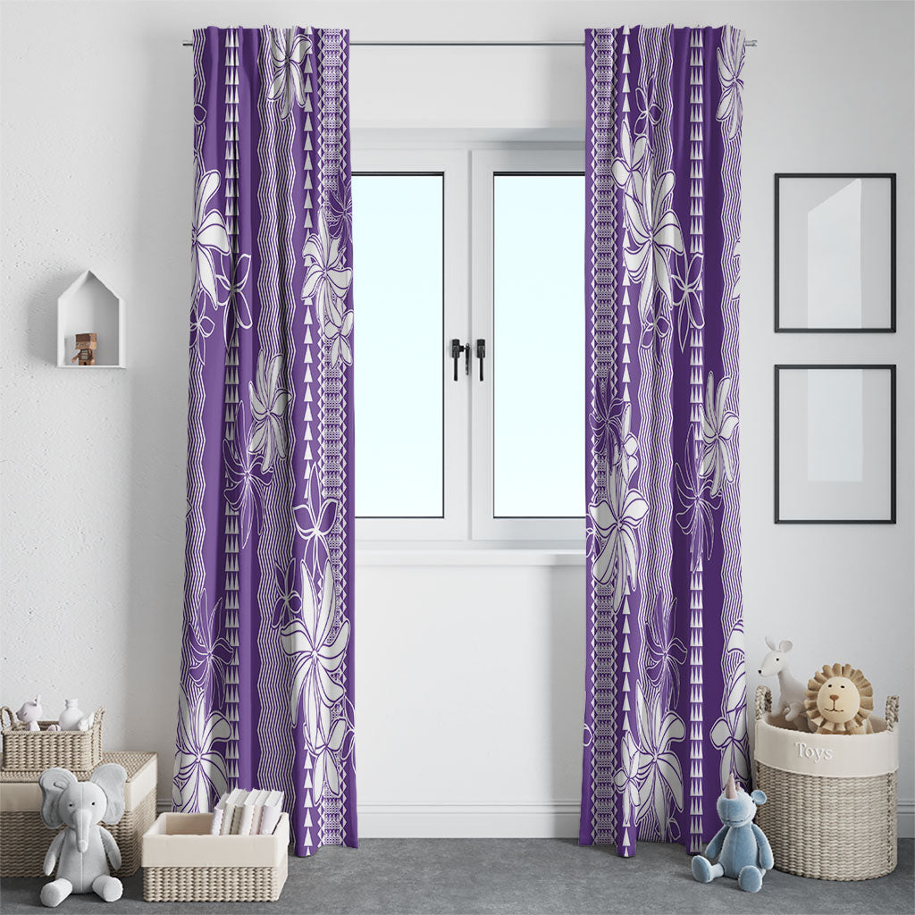 Hawaii Kakau Tribal Window Curtain With Purple Tiare