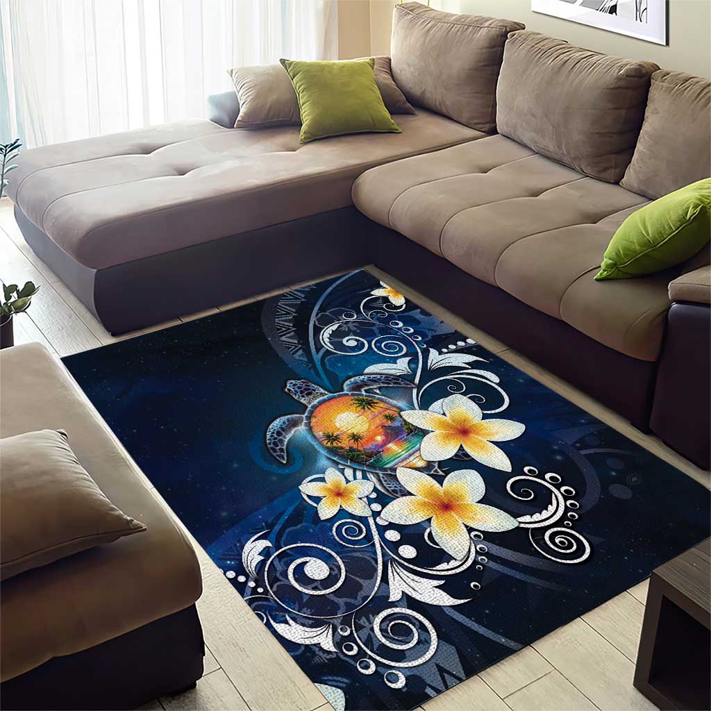 Hawaii Honu Area Rug Polynesian Curves Plumeria - Polynesian Pride