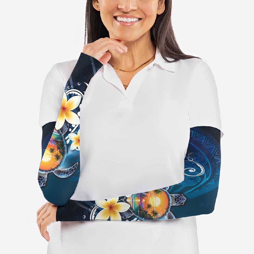 Hawaii Honu Arm Sleeves Polynesian Curves Plumeria - Polynesian Pride