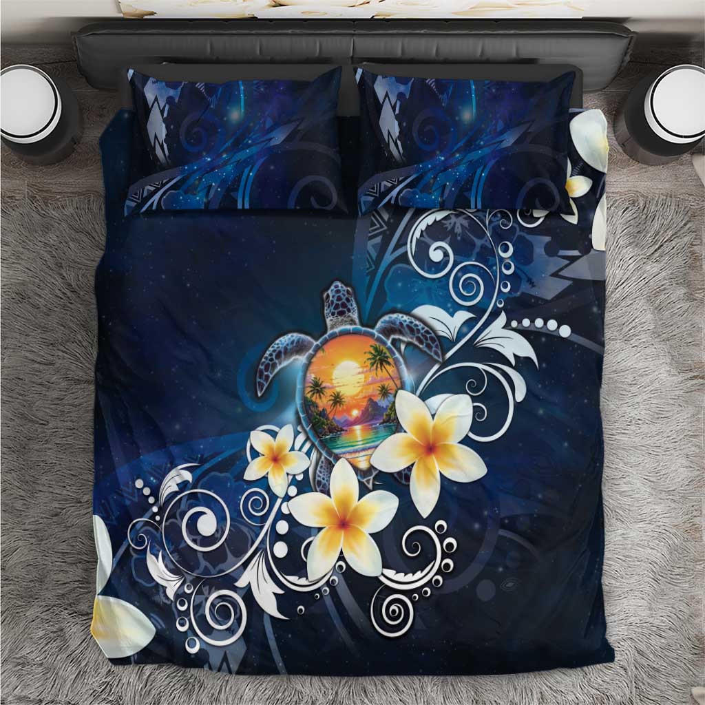 Hawaii Honu Bedding Set Polynesian Curves Plumeria - Polynesian Pride