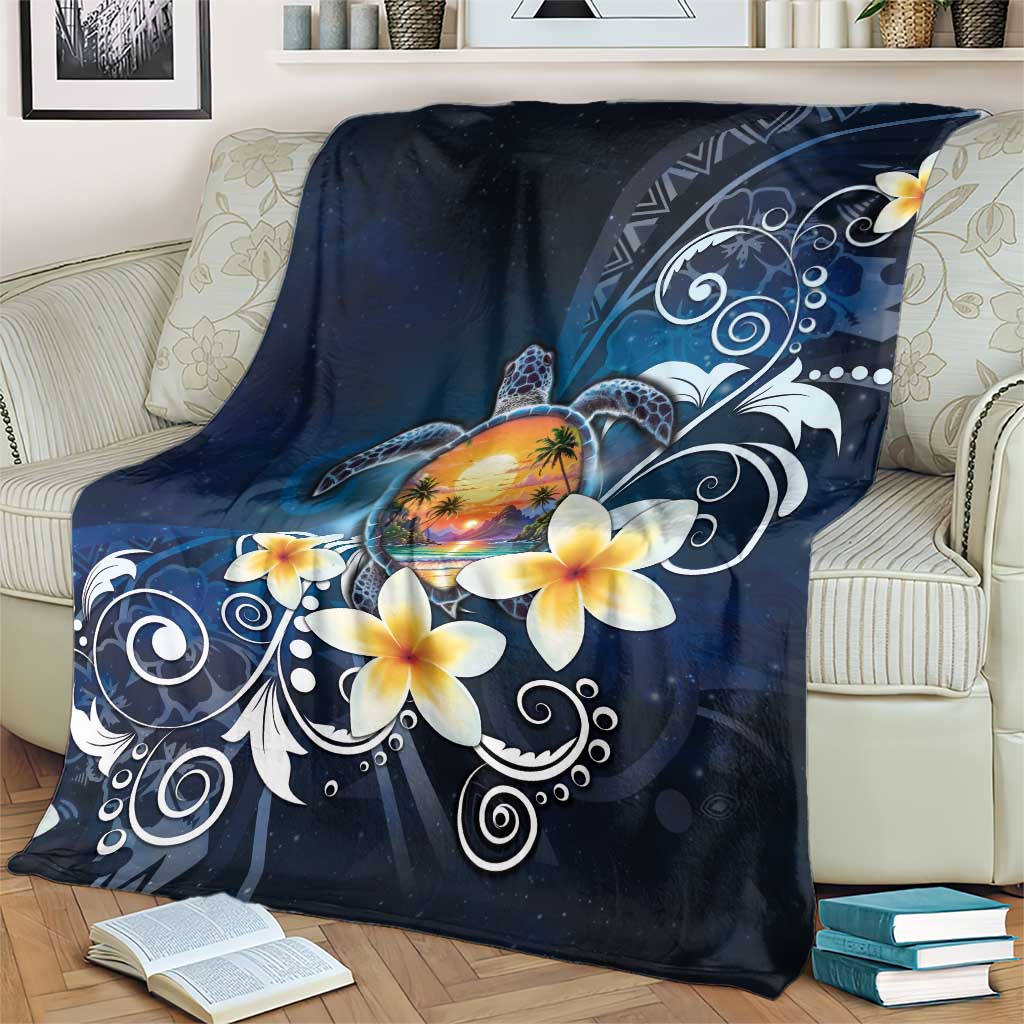Hawaii Honu Blanket Polynesian Curves Plumeria - Polynesian Pride