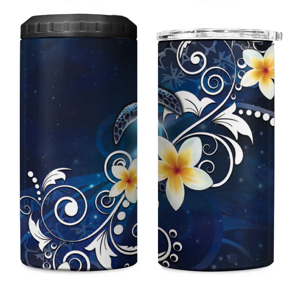 Hawaii Honu 4 in 1 Can Cooler Tumbler Polynesian Curves Plumeria - Polynesian Pride