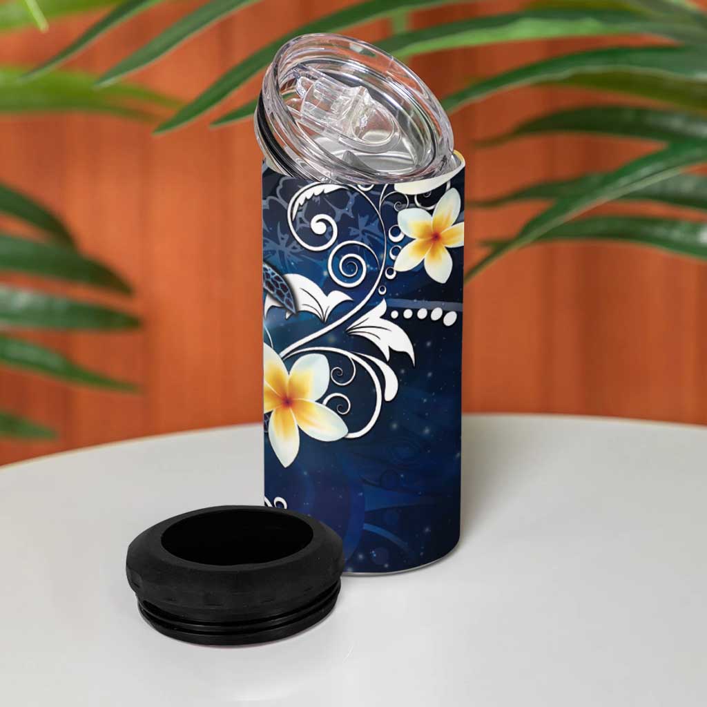 Hawaii Honu 4 in 1 Can Cooler Tumbler Polynesian Curves Plumeria - Polynesian Pride