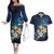Hawaii Honu Couples Matching Off The Shoulder Long Sleeve Dress and Hawaiian Shirt Polynesian Curves Plumeria - Polynesian Pride