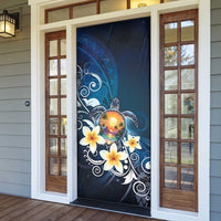 Hawaii Honu Door Cover Polynesian Curves Plumeria - Polynesian Pride