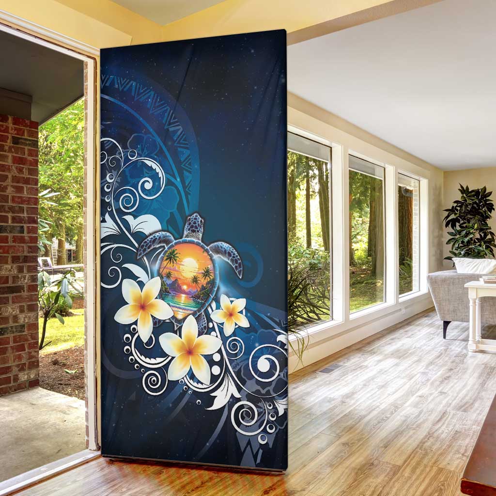 Hawaii Honu Door Cover Polynesian Curves Plumeria - Polynesian Pride