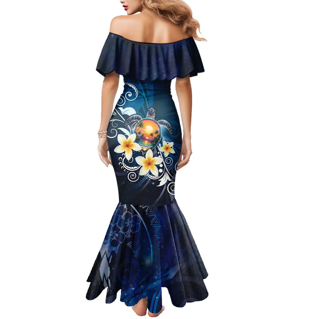 Hawaii Honu Family Matching Mermaid Dress and Hawaiian Shirt Polynesian Curves Plumeria - Polynesian Pride