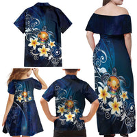 Hawaii Honu Family Matching Off Shoulder Maxi Dress and Hawaiian Shirt Polynesian Curves Plumeria - Polynesian Pride