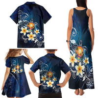 Hawaii Honu Family Matching Tank Maxi Dress and Hawaiian Shirt Polynesian Curves Plumeria - Polynesian Pride