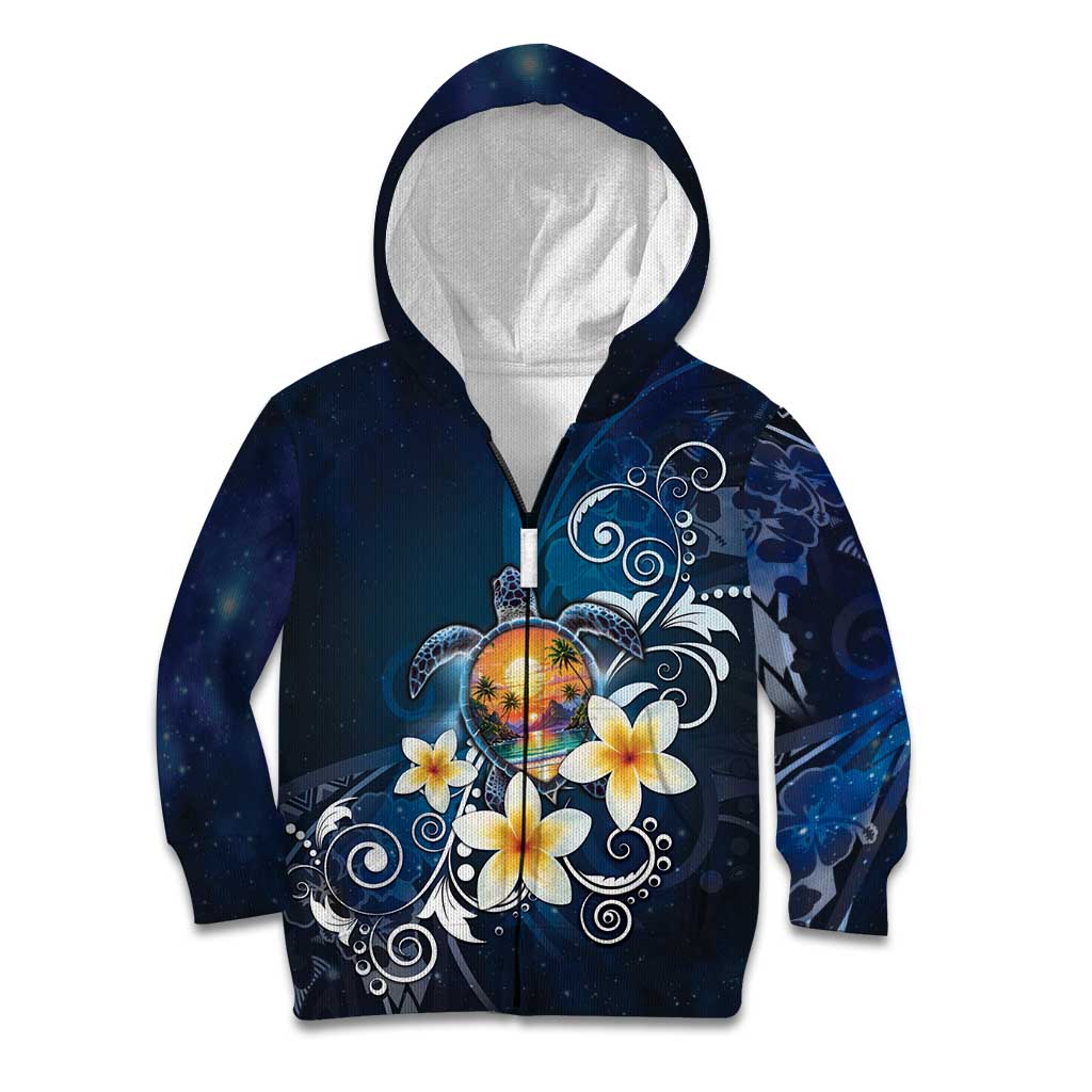 Hawaii Honu Kid Hoodie Polynesian Curves Plumeria - Polynesian Pride