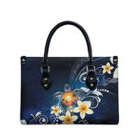 Hawaii Honu Leather Bag Polynesian Curves Plumeria - Polynesian Pride