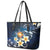Hawaii Honu Leather Tote Bag Polynesian Curves Plumeria - Polynesian Pride
