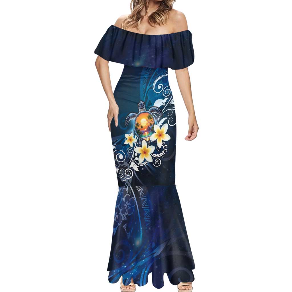 Hawaii Honu Mermaid Dress Polynesian Curves Plumeria - Polynesian Pride