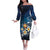 Hawaii Honu Off The Shoulder Long Sleeve Dress Polynesian Curves Plumeria - Polynesian Pride