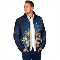 Hawaii Honu Padded Jacket Polynesian Curves Plumeria - Polynesian Pride