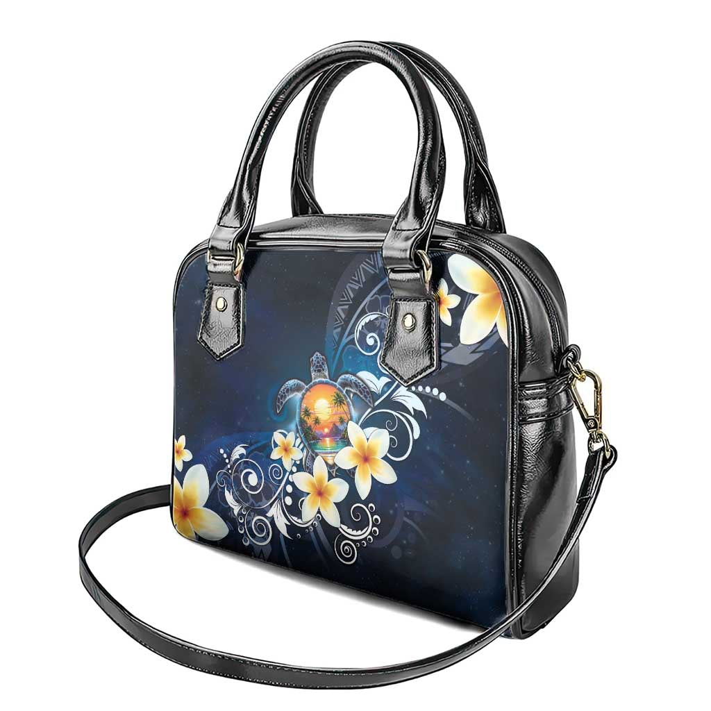 Hawaii Honu Shoulder Handbag Polynesian Curves Plumeria - Polynesian Pride