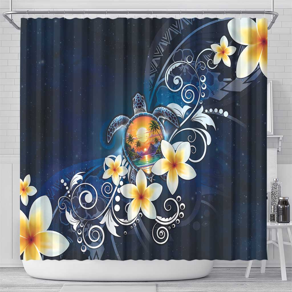 Hawaii Honu Shower Curtain Polynesian Curves Plumeria - Polynesian Pride