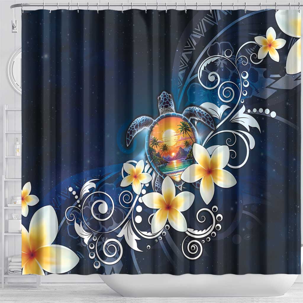 Hawaii Honu Shower Curtain Polynesian Curves Plumeria - Polynesian Pride