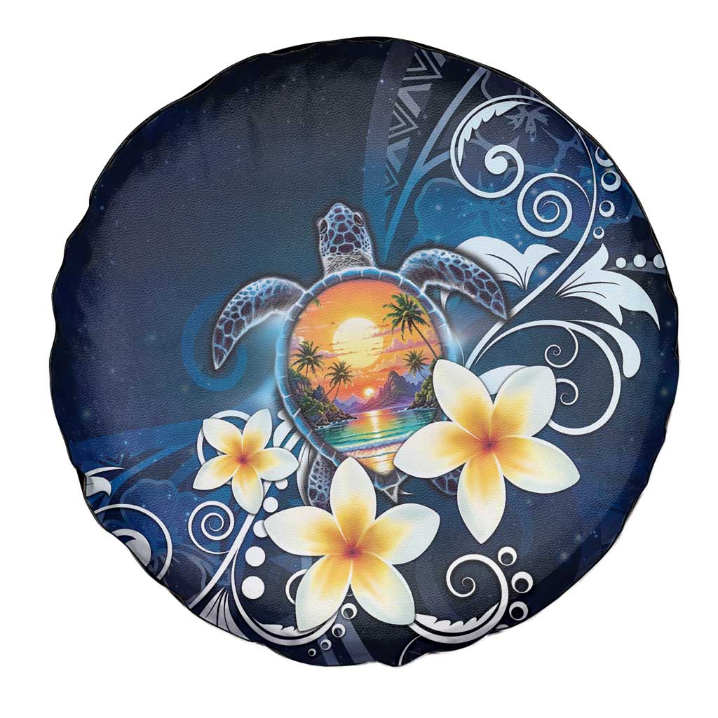 Hawaii Honu Spare Tire Cover Polynesian Curves Plumeria - Polynesian Pride