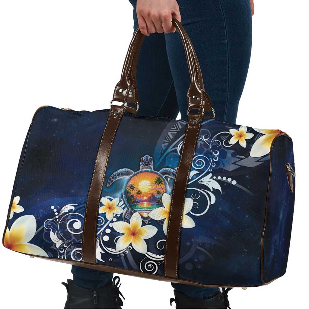 Hawaii Honu Travel Bag Polynesian Curves Plumeria - Polynesian Pride
