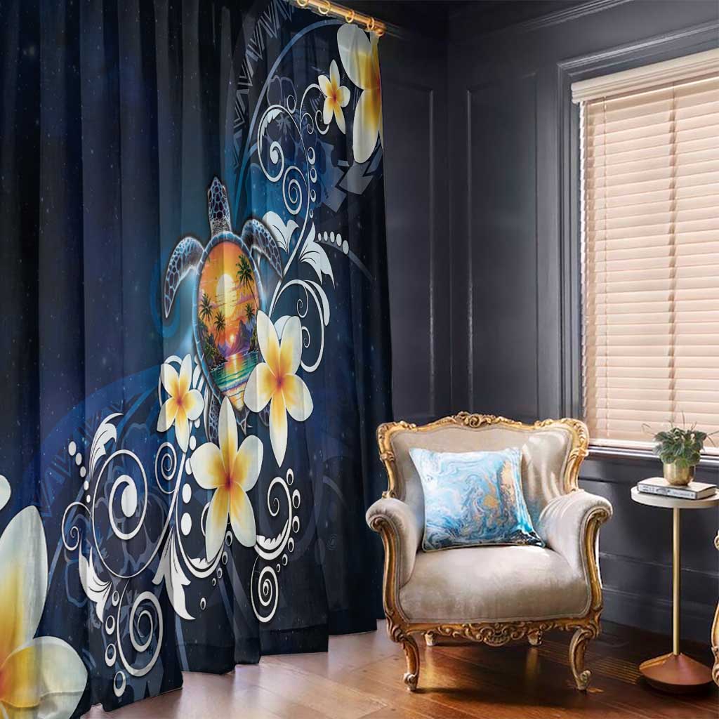 Hawaii Honu Window Curtain Polynesian Curves Plumeria - Polynesian Pride