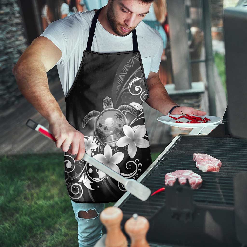 Hawaii Honu Apron Polynesian Curves Plumeria Grayscale - Polynesian Pride