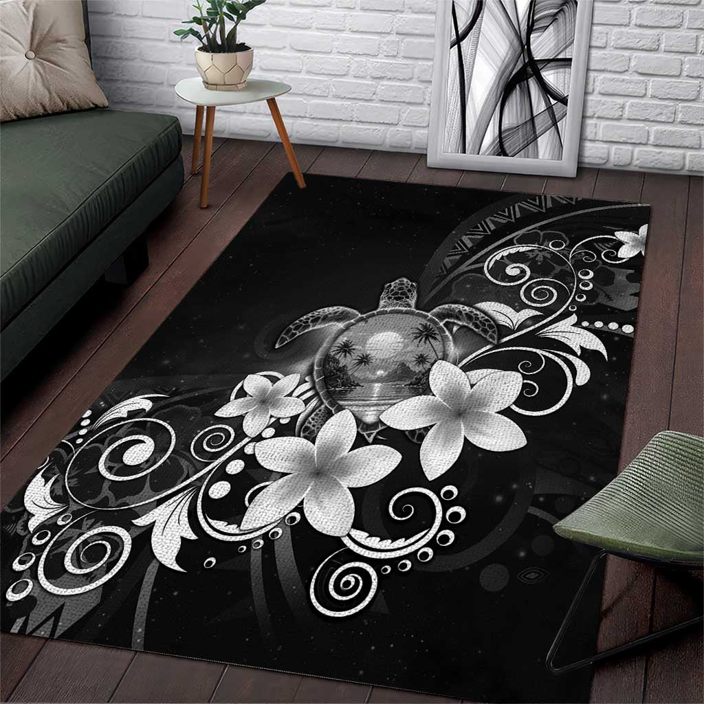 Hawaii Honu Area Rug Polynesian Curves Plumeria Grayscale - Polynesian Pride