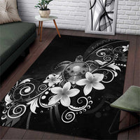 Hawaii Honu Area Rug Polynesian Curves Plumeria Grayscale - Polynesian Pride