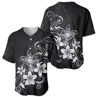 Hawaii Honu Baseball Jersey Polynesian Curves Plumeria Grayscale - Polynesian Pride