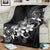 Hawaii Honu Blanket Polynesian Curves Plumeria Grayscale - Polynesian Pride