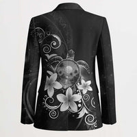 Hawaii Honu Blazer Polynesian Curves Plumeria Grayscale - Polynesian Pride