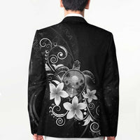 Hawaii Honu Blazer Polynesian Curves Plumeria Grayscale - Polynesian Pride
