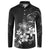Hawaii Honu Button Sweatshirt Polynesian Curves Plumeria Grayscale - Polynesian Pride