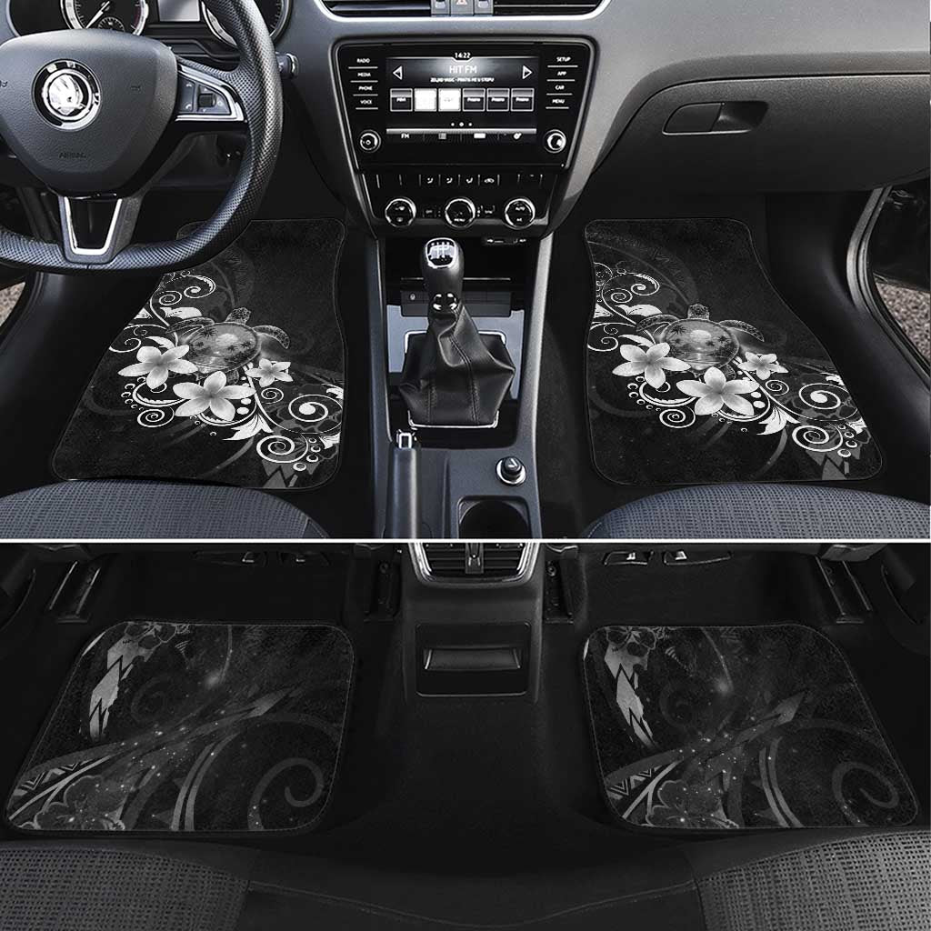 Hawaii Honu Car Mats Polynesian Curves Plumeria Grayscale - Polynesian Pride